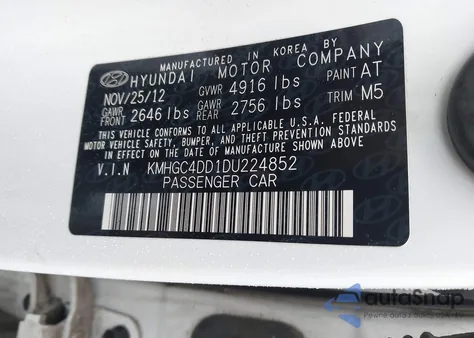 2013 Hyundai Genesis 3.8 z USA, uszkodzony, nr VIN KMHGC4DD1DU224852